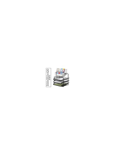 Bandeja clasificadora sobres q-connect kf17296 metalica rejilla negra 3 bandejas 300x350x420 mm