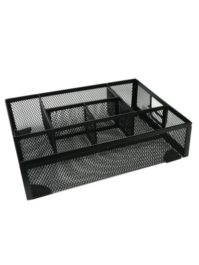 Organizador sobremesa q-connect kf17291 bandeja metalica rejilla negra con 6 departamentos 235x183x65 mm