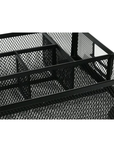 Organizador sobremesa q-connect kf17291 bandeja metalica rejilla negra con 6 departamentos 235x183x65 mm