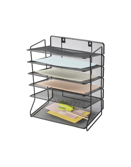 Bandeja sobremesa q-connect kf17289 metalica rejilla negra 6 bandejas 325x230x390 mm