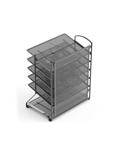 Bandeja sobremesa q-connect kf17289 metalica rejilla negra 6 bandejas 325x230x390 mm