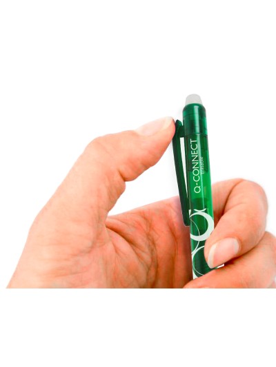 Boligrafo q-connect retractil borrable 0,7 mm color verde