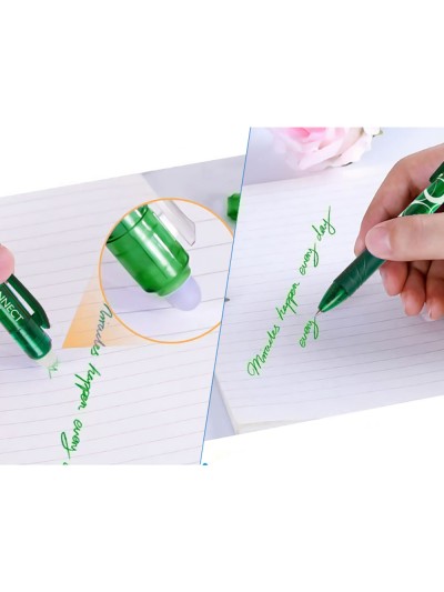 Boligrafo q-connect retractil borrable 0,7 mm color verde