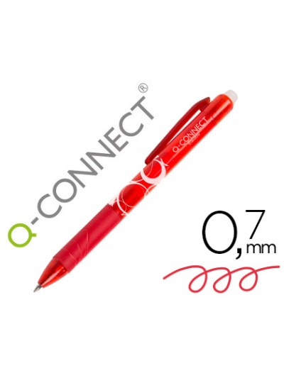 Boligrafo q-connect retractil borrable 0,7 mm color rojo