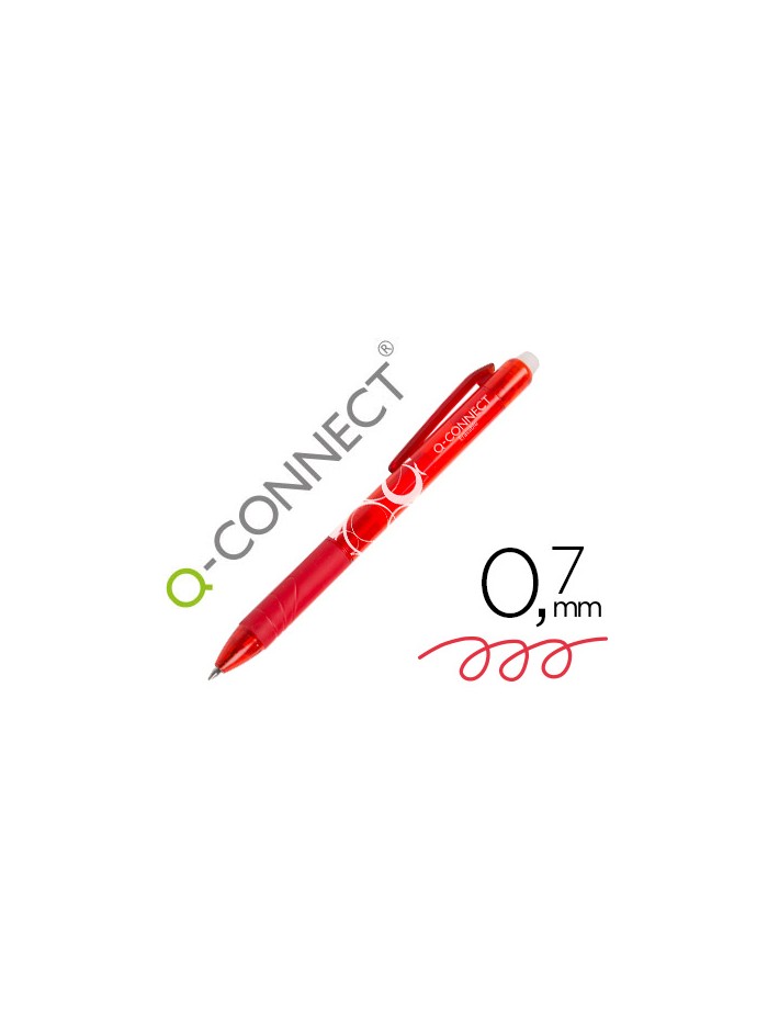 Boligrafo q-connect retractil borrable 0,7 mm color rojo