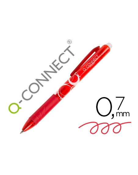 Boligrafo q-connect retractil borrable 0,7 mm color rojo