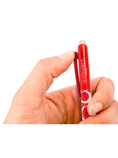 Boligrafo q-connect retractil borrable 0,7 mm color rojo