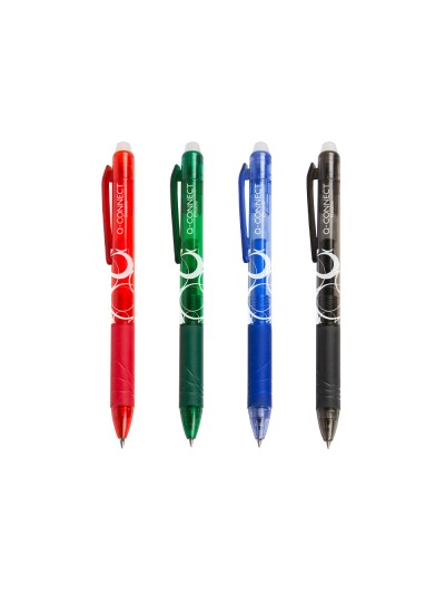 Boligrafo q-connect retractil borrable 0,7 mm color rojo