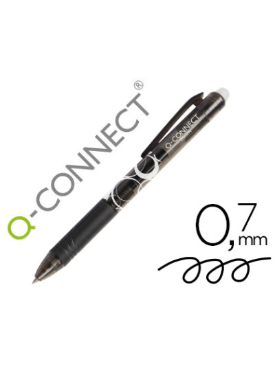 Boligrafo q-connect retractil borrable 0,7 mm color negro