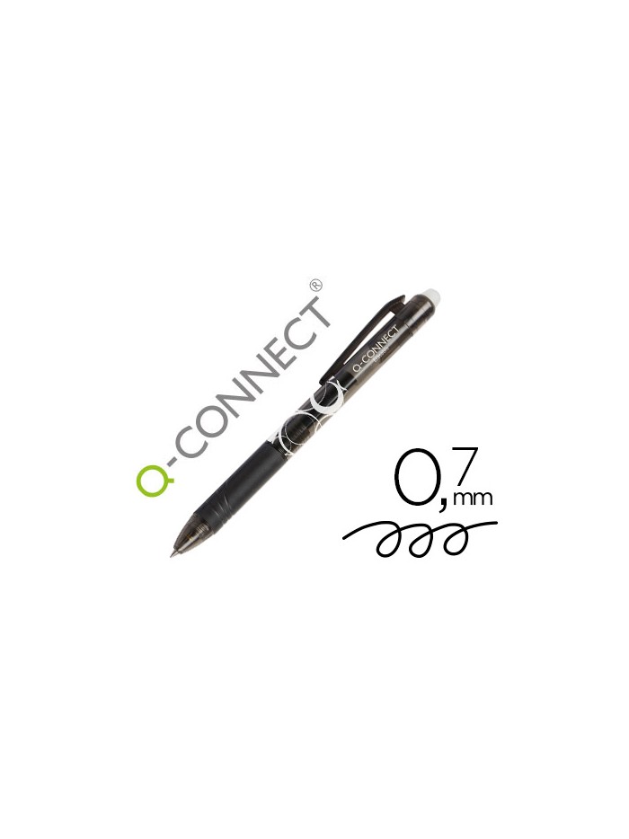 Boligrafo q-connect retractil borrable 0,7 mm color negro Boligrafo q-connect retractil borrable 0,7 mm color negro