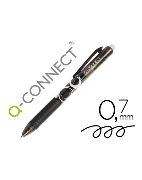 Boligrafo q-connect retractil borrable 0,7 mm color negro