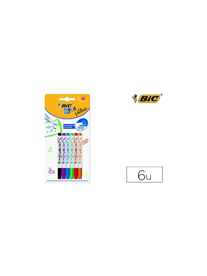 Rotulador bic kids velleda para pizarra blister de 6 colores surtidos Rotulador bic kids velleda para pizarra blister de 6 colores surtidos