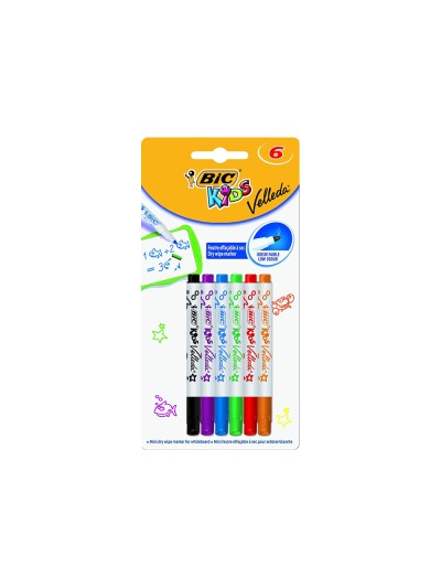 Rotulador bic kids velleda para pizarra blister de 6 colores surtidos