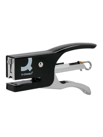 Grapadora q-connect kf22340 de tenaza metalica color negro capacidad 12 hojas usa grapas numero 10