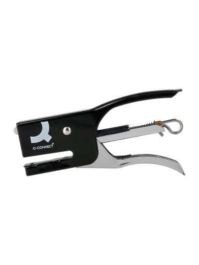 Grapadora q-connect kf22340 de tenaza metalica color negro capacidad 12 hojas usa grapas numero 10