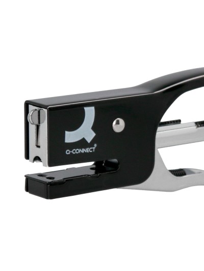 Grapadora q-connect kf22340 de tenaza metalica color negro capacidad 12 hojas usa grapas numero 10