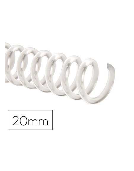Espiral plastico q-connect transparente 32 5:1 20mm 2mm caja de 100 unidades