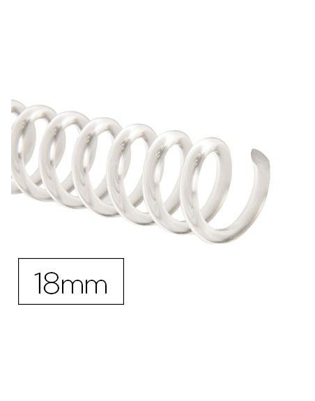 Espiral plastico q-connect transparente 32 5:1 18mm 2mm caja de 100 unidades