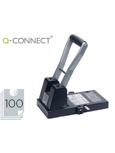 Taladrador q-connect kf18766 negro 2 taladros abertura 10 mm capacidad 100 hojas