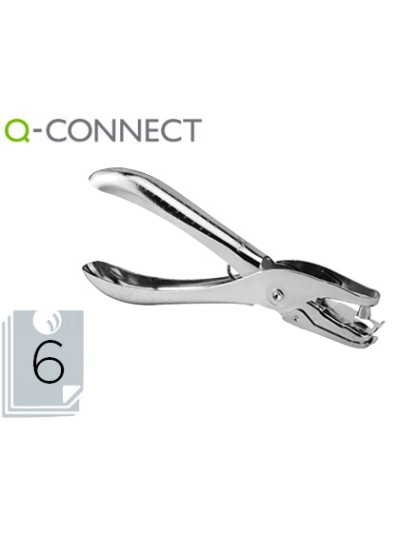 Taladrador q-connect kf18765 de tenaza metalico cromado 1 taladro abertura 6 mm capacidad 6 hojas
