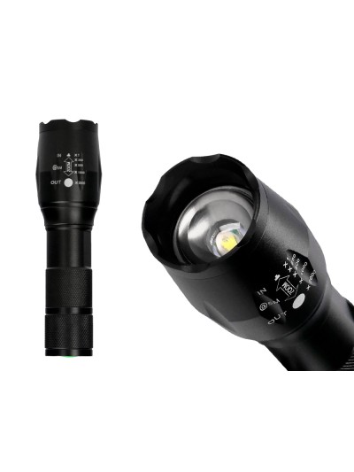 Linterna q-connect telescopica aluminio 5w modo alumbrado alto medio bajo estroboscopio sosapagado 3 pilas aaa