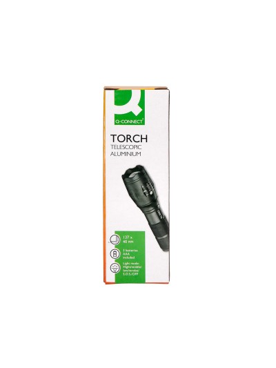 Linterna q-connect telescopica aluminio 5w modo alumbrado alto medio bajo estroboscopio sosapagado 3 pilas aaa