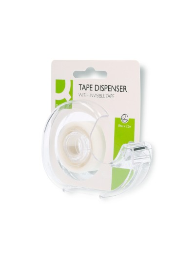 Cinta adhesiva q-connect invisible 7,5 mt x 19 mm con portarrollo en blister