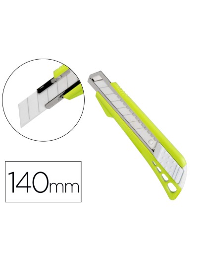 Cuter q-connect plastico ancho con guia metalica cuchilla ceramica 18 mm xd-43 blister 1 unidad