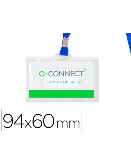 Identificador q-connect kf17112 con cordon plano azul y apertura lateral 94x60 mm