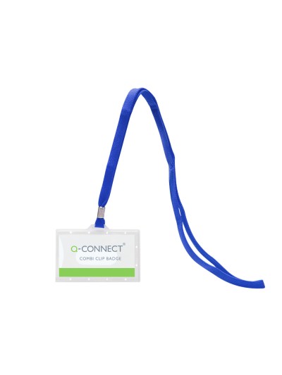 Identificador q-connect kf17112 con cordon plano azul y apertura lateral 94x60 mm