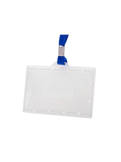 Identificador q-connect kf17112 con cordon plano azul y apertura lateral 94x60 mm