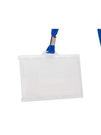 Identificador q-connect kf17112 con cordon plano azul y apertura lateral 94x60 mm