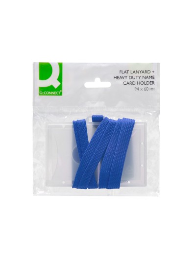 Identificador q-connect kf17112 con cordon plano azul y apertura lateral 94x60 mm