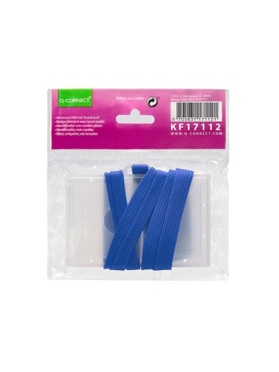 Identificador q-connect kf17112 con cordon plano azul y apertura lateral 94x60 mm