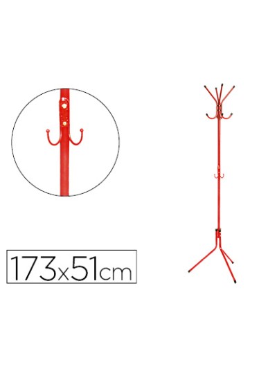 Perchero metalico q-connect rojo 8 colgadores 173x51 cm