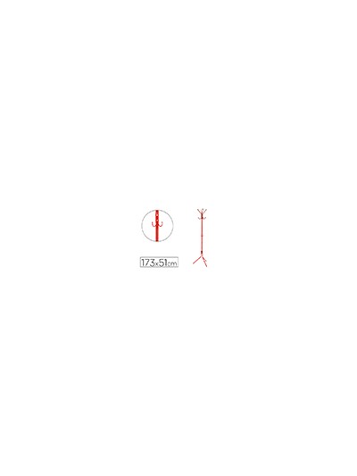 Perchero metalico q-connect rojo 8 colgadores 173x51 cm