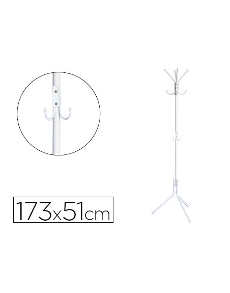 Perchero metalico q-connect blanco 8 colgadores 173x51 cm