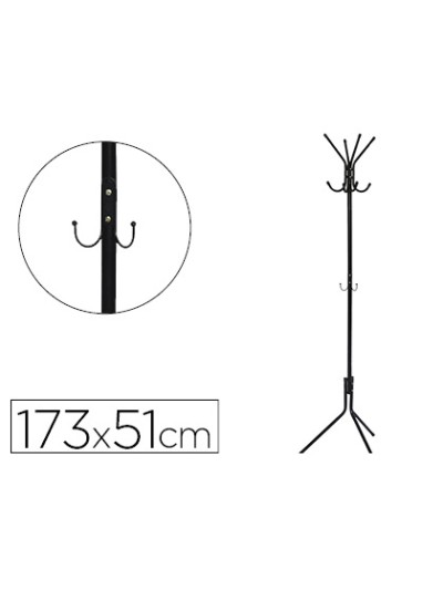 Perchero metalico q-connect negro 8 colgadores 173x51 cm