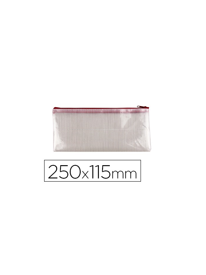 Bolsa multiusos q-connect malla cheque 250x115 mm apertura superior con cremallera rojo Bolsa multiusos q-connect malla cheque 250x115 mm apertura superior con cremallera rojo