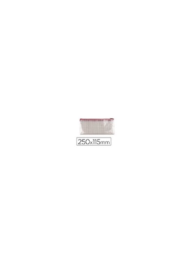Bolsa multiusos q-connect malla cheque 250x115 mm apertura superior con cremallera rojo