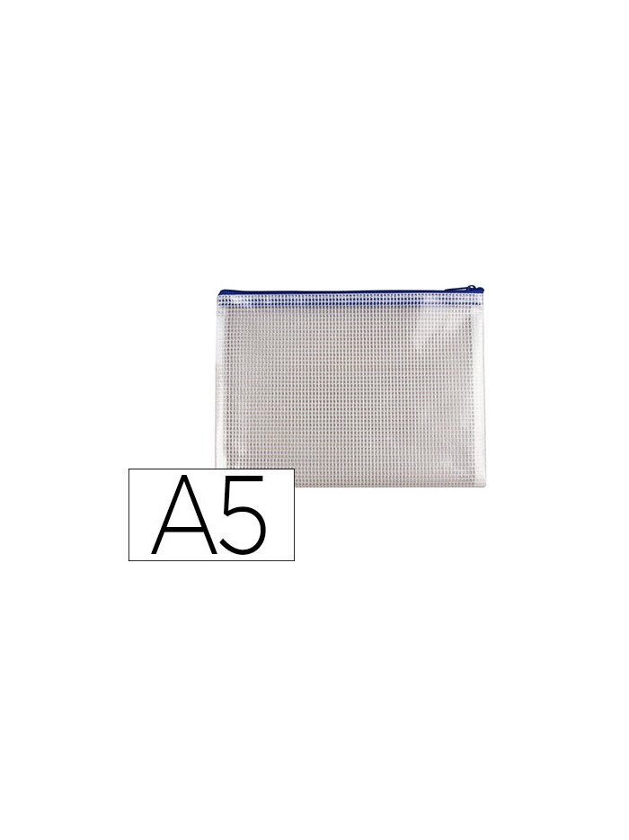 Bolsa multiusos q-connect malla din a5 apertura superior con cremallera azul Bolsa multiusos q-connect malla din a5 apertura superior con cremallera azul