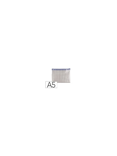 Bolsa multiusos q-connect malla din a5 apertura superior con cremallera azul