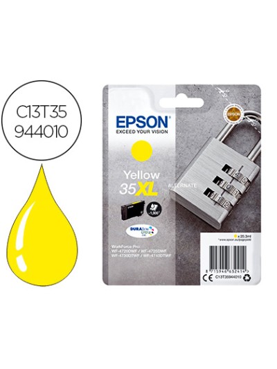 Ink-jet epson 35xl t3594 pro wf-4720dwf / 4725dwf / 4730dtwf / 4740dtwf amarillo alta capacidad 1900 paginas