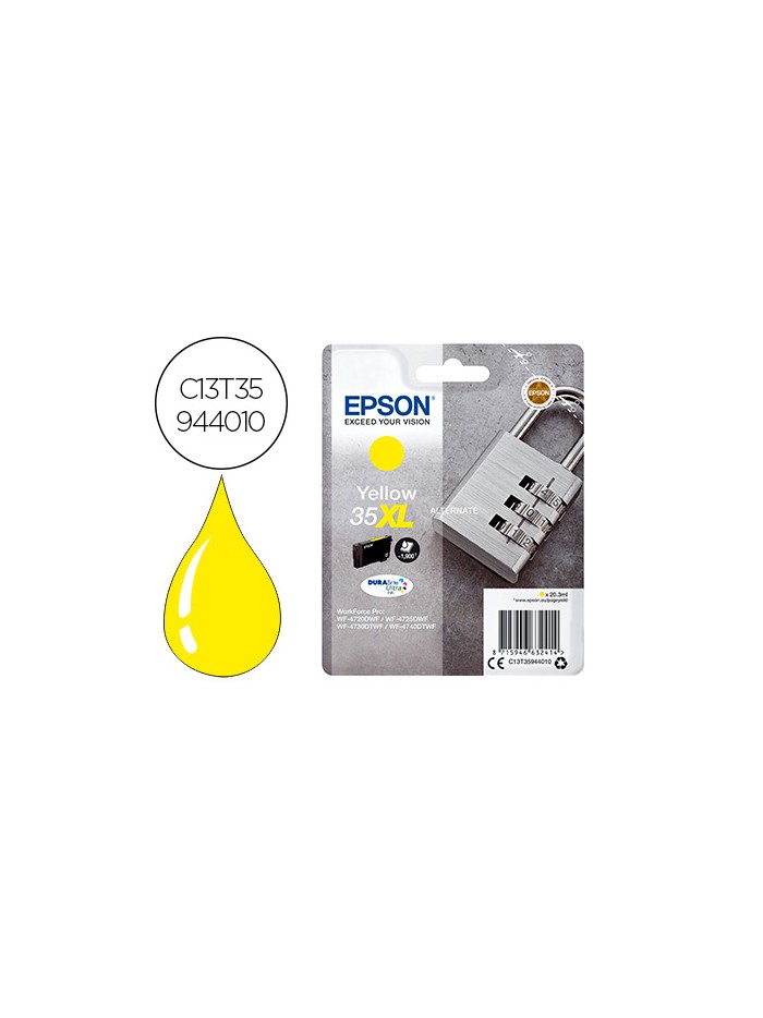 Ink-jet epson 35xl t3594 pro wf-4720dwf / 4725dwf / 4730dtwf / 4740dtwf amarillo alta capacidad 1900 paginas Ink-jet epson 35xl t3594 pro wf-4720dwf / 4725dwf / 4730dtwf / 4740dtwf amarillo alta capacidad 1900 paginas