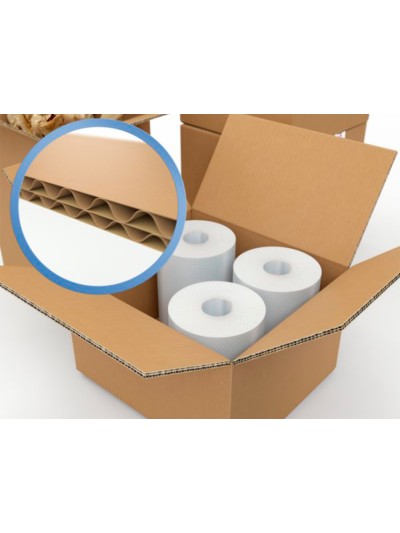 Caja para embalar q-connect americana ultrarresistente carton reciclado canal doble 7mm color kraft 304x150x217 mm