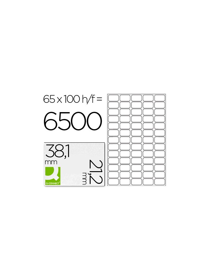 Etiqueta adhesiva q-connect kf15386 tamaño 38,1x21,2 mm fotocopiadora laser ink-jet caja con 100 hojas din a4 Etiqueta adhesiva q-connect kf15386 tamaño 38,1x21,2 mm fotocopiadora laser ink-jet caja con 100 hojas din a4