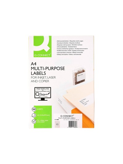 Etiqueta adhesiva q-connect kf15386 tamaño 38,1x21,2 mm fotocopiadora laser ink-jet caja con 100 hojas din a4