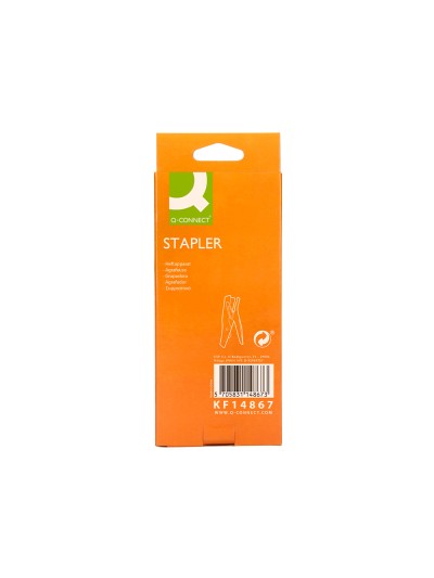 Grapadora q-connect metalizada y negra de tenaza tacto suave capacidad 25 hojas usa grapas 24/6 y 26/6