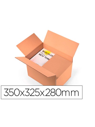 Caja para embalar q-connect ultrarresistente regulable en altura carton canal doble 7 mmcolor kraft 350x325x280 mm