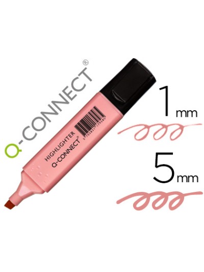 Rotulador q-connect fluorescente pastel rosa punta biselada